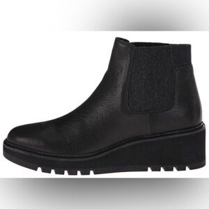 New $275 Eileen Fisher Chelsea Wedge  Matte Black Leather Bootie sz 5.5 Boots